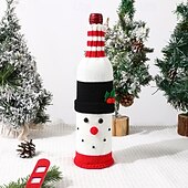 baratos Cozinha-Capa para garrafa de vinho de Natal com champanhe e vinho natalinos com design de Papai Noel, rena e boneco de neve, decoração de mesa festiva para restaurantes, hotéis, jantares, festas e decoração