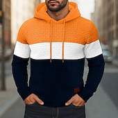 preiswerte Basic-Hoodies für Herren-Herren Kapuzensweatshirt Pullover Kapuzensweatshirt Weiß Gelb Armeegrün Rote Marineblau Mit Kapuze Farbblock Einfach Patchwork Farbblock Strukturiert Sport &amp; Outdoor Lässig Täglich Streetwear Cool