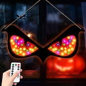 cheap Decorative Lights-Halloween Decorations Spooky Eyes Lights 21 Inch Large Wooden Halloween Window Eye Lights with 8 Color Modes and USB/Battery Operated for Home Wall Window Trees Halloween Decor