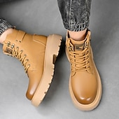 abordables Bottes de travail-Bottines décontractées marron clair pour homme avec fermeture éclair – bottes tendance en similicuir pour les aventures en plein air et les tenues décontractées
