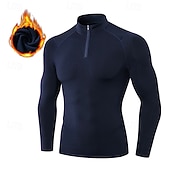 billiga Löpar-T-shirts och linnen-Herr Kompressionströja Fleece-underställ Träningstoppar Kvarts dragkedja Långärmad Överdelar Fritids- Solid färg Snabb tork Varm Gym Basket Träning Sportkläder Sportkläder Vinrött Svart Vit
