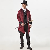 preiswerte Oberteile-Mittelalterlich Renaissance Steampunk Mantel Frack Oberbekleidung Prinz Vampir Edelmann Kostüm Herren Halloween Karneval Leistung LARP Renaissance-Messe Erwachsene Mantel