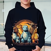 billiga Pojkens 3D-djur-Pojkar 3D Dinosaurie Huvtröja Långärmad Vår Höst Mode Streetwear Barn 4-12 år Huva Utomhus Ledigt Dagligen Normal