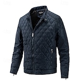 billiga Herrdunjackor och -parkas-Herr Vinterkappa Quiltad jacka Anorak Ficka Polyester Semester Dagliga kläder Datum Normal Mode Ledigt Bekväm Håller värmen Vinter Enfärgad / vanlig färg Svart Kaki Armégrön Mörkblå Pufferjacka