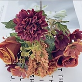 levne Díkůvzdání a podzim-2 svazky podzimní kytice hortenzií, umělá pivoňka, růže, sedmikráska &amp;Ruční květinová aranžmá ze sušených květin, malá kytice hedvábných květin do domácnosti &amp;výzdoba akce