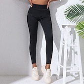 Χαμηλού Κόστους Γιόγκα κολάν &amp; καλσόν-Γυναικεία Παντελόνι συμπίεσης Γιόγκα κολάν Με τσέπες Έλεγχος κοιλιάς Ψηλή Μέση Γυμναστήριο Αθλητικά Τρέξιμο Παντελόνια Φούστες Συμπαγές Χρώμα Μαύρο Φθινόπωρο Αθλητισμός Ρούχα Γυμναστικής
