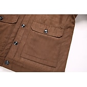 billige Faux suede jakker-Herre Imitert semsket jakke Vindtett jakke Brun semsket jakke Avslappet Fritid / hverdag Vindtett jakke Lomme Fleece krage Vinter Vår &amp; Vinter Helfarge Årgang Mote Skjortekrage Normal Svart Brun Grå