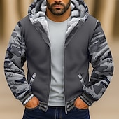 abordables Sudadera con capucha de vellón-Hombre Sudadera Sudadera con capucha y cremallera completa Sudadera con capucha de lana Sudadera con capucha forrada de polar Azul Marino Gris Claro Gris Oscuro Con Capucha Plano Retazos Bloque de