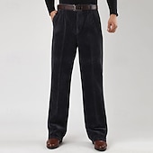 preiswerte Schlank-Herren Anzughose Cordhose Hose Chinos Tasche Knöpfe Einfach Komfort Formell Party Arbeit Mode Klassicher Stil Schwarz Marineblau Mikroelastisch