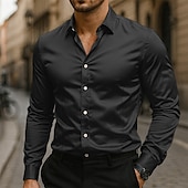 economico Camicie in raso da uomo-Per uomo Camicia Come la seta Camicia in raso Camicia elegante Camicia casual Camicia con Bottoni Semplice Formale Affari Nero Bianco Giallo Rosa Manica Lunga Bavero Primavera &amp; Autunno Tutte le