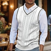 abordables Gilet pull-Homme Pull de Noël Chandails de Noël Pull Gilet pull de Noël Robe pull Côtelé Torsadé Tricoter Hauts Réguliers Tricoté Uni Col en V Mode Occasionnel Vacances Tenue quotidienne Vêtement Tenue Automne
