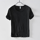 abordables T-shirts en Coton et Lin-Homme T-shirt en coton T-shirt Manches courtes Col ras du cou Été Uni Mode Designer Basique Style Classique Vacances Rue Sortir Blanche Noir Bleu T-shirt haut de gamme pour homme