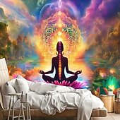 abordables Tapisseries murales-tapisserie Tentures Murales Sept chakras Méditation Yoga Mystique Chambre Salon Dortoir Décorations murales, porte, arrière-plan