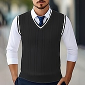 preiswerte Herren Pullover Weste-Herren Pullunder Kleid Pullover Pullover Weste Strickpullover Gerippt Zopfmuster Stricken Normale Oberteile Gestrickt Einfach V Ausschnitt Mode Lässig Urlaub Alltagskleidung Bekleidung Herbst Winter