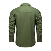 abordables Tapas-Hombre camisa cargo Camisa para senderismo Manga Larga Cuello Vuelto Camiseta Al aire libre Transpirable Primavera Otoño Algodón Negro Verde Ejército Caqui Caza Rutina de ejercicio Viaje