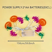 abordables Lumières d&#039;Halloween-Guirlande lumineuse LED Halloween araignée citrouille chauve-souris 1,5 m 10 LED alimentée par batterie fête d&#039;Halloween balcon jardin porche chambre décoration intérieure extérieure