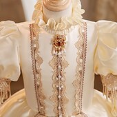 preiswerte Kleider-Retro Vintage Rokoko schick Maxi Cocktailkleid Zubehör Glockenärmel Prinzessin Schleife Retro Ballkleid Spitzkragen Kostüm Mädchen königlich Weihnachten Halloween Karneval Maskerade Hochzeitsfeier