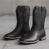 levne Cowboy &amp; Western Boots-Pánské kovbojské boty - jezdecké boty ve westernovém stylu do poloviny lýtek, odolná klasická westernová obuv pro ležérní ranč, rodeo a každodenní kovbojský outfit