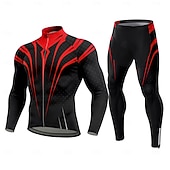Недорогие Комплекты мужской одежды-Муж. Велокофты и лосины Велокофты Длинный рукав Красный Велоспорт Сохраняет тепло 3D-панель Быстровысыхающий Анатомический дизайн Ультрафиолетовая устойчивость Виды спорта Графика Геометрический принт