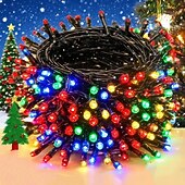 זול חוט נורות לד-15 מטר שרשראות תאורה 800 נוריות LED EL 5 מ&quot;מ סט אחד תושבת הרכבה סט אחד לבן חם לבן קר צבעוני שרשראות תאורה יצירתיות לחג אורות סולאריים חיצוניים לחג מופעל על ידי השמש