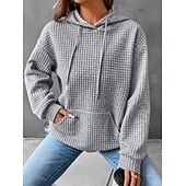 economico Felpe e Sweatshirt Texturizzati-Per donna Felpa con cappuccio Casual Comodo Manica Lunga Con Cappuccio Top Regolari Casuale Tasca Frontale Marrone rossastro Nero Bianco Giallo Rosa Autunno Inverno