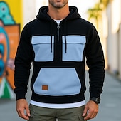 economico Felpa Tattica-Per uomo Felpa con cappuccio Felpa con cappuccio e zip corta Felpa con cappuccio in pile Felpa con cappuccio tattica Rosso Blu Viola Verde Cachi Con Cappuccio Semplice Patchwork Cerniera Blocco di