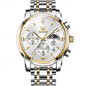 economico Orologi al quarzo-il nuovo orologio da lavoro con bracciale in acciaio inossidabile olevs con calendario luminoso, piccolo orologio al quarzo multifunzionale da 24 ore, tre lancette, orologio da polso sportivo da uomo