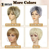 abordables perruque plus âgée-Perruques blondes courtes pour femmes blanches, perruques coupe lutin pour femmes noires, perruques courtes dégradées pour femmes plus âgées, synthétiques