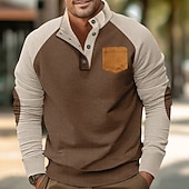 abordables Sudaderas Básicas_-Hombre Sudadera Pana Sudadera Con Capucha Pull-over Sudadera con capucha y botones Albaricoque Caqui Claro Negro Verde Ejército Burdeos Cuello Mao Plano Retazos Deporte Casual Diario Ropa de calle