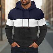 preiswerte Basic-Hoodies für Herren-Herren Kapuzensweatshirt Pullover Kapuzensweatshirt Weiß Gelb Armeegrün Rote Marineblau Mit Kapuze Farbblock Einfach Patchwork Farbblock Strukturiert Sport &amp; Outdoor Lässig Täglich Streetwear Cool