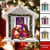 billige jul-Personlig familiebilde julepynt akryl 2D tilpasset julegaveide for familie/par juletrepynt dekorasjon hengende anheng