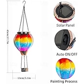 olcso Dekoratív fények-hőlégballon napelemes lámpa kültéri narancssárga piros vízálló függő napelemes lámpa pásztorhoroggal kerti teraszra verandára fa pavilon ünnepi dekoráció ajándék