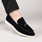 Brune herreloafers i semsket skinn med metalldetaljer – komfortable, casual businesssko til jobb, middager og høstantrekk billige Slip-ons og loafers til herrer-Brune herreloafers i semsket skinn med metalldetaljer – komfortable, casual businesssko til jobb, middager og høstantrekk