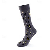 abordables calcetines caseros-Calcetines largos de algodón de Halloween, calcetines con estampado de dibujos animados por encima de la pantorrilla para hombres y mujeres, medias deportivas hasta la rodilla resistentes a los olores