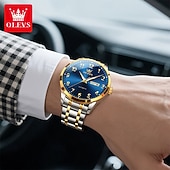 זול שעונים מכאניים-OLEVS גברים שעון מכני מינימליסטי אופנתי עסקים שעון יד אוטומטי נמתח לבד זורח לוח שנה שבוע תאריך פְּלָדָה שעון