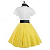 billiga Outfits-Retro / vintage Femtiotal Grease-kläder Klänningar Kläder Pudelkjolar Tryck Maskeradkläder Dam Karnival Maskerad Prestanda Fest Vuxna Klänning Skärp Halsduk