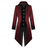 preiswerte Oberteile-Mittelalterlich Renaissance Steampunk Mantel Frack Oberbekleidung Prinz Vampir Edelmann Kostüm Herren Halloween Karneval Leistung LARP Renaissance-Messe Erwachsene Mantel