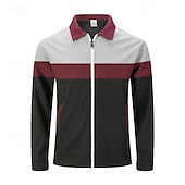 preiswerte Lässige Jacken-Herren Waffeljacke Freizeitjacke Urlaub Täglich Atmungsaktiv Tasche Spleißen Frühling Herbst Farbblock Mode Klassisch Revers Regulär Wein Dunkelgrün Braun Grau Jacken