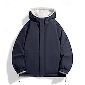 baratos Jaquetas Casuais-Homens Casaco de lã Jaqueta casual Ao ar livre Férias Quente Zíper Bolsos Outono Inverno Tecido Moda Roupa de rua Colarinho Clerical Padrão Cinzento Verde Preto Tinta Azul Roxo Café Casaco