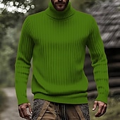 economico maglione pullover da uomo-Per uomo Maglione Maglione a maglia A Coste Maglia Top Regolari Lavorato a maglia Semplice Dolcevita Moda Essenziale Vacanza Abbigliamento quotidiano Abbigliamento Autunno Inverno Nero Bianco M L XL