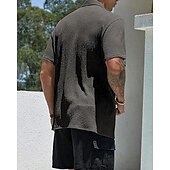 economico camicia da uomo con bottoni-Per uomo Camicia Camicia Estiva Camicia casual Camicia da Spiaggia Camicia con Bottoni Marrone Scuro Nero Bianco Verde chiaro Rosa Manica Corta Semplice Bavero Vacanza Camicia hawaiana Abbigliamento