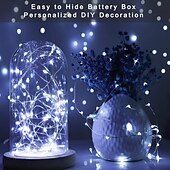 abordables Lumières de Noël-Guirlande lumineuse élégante à 10 LED pour réception de mariage, 1 m, 10 LED, fil de cuivre, alimentée par batterie, pour Noël, fête, mariage, décoration de la maison, sans batterie