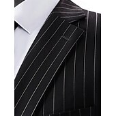 economico Abiti formali-Uomo Abiti da lavoro Casuale Semi-Formale Nero Primavera, Autunno, Inverno, Estate Tuta Bavero classico Formale A righe Vestibilità su misura 3 pezzi Monopetto Due Bottoni