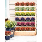 Недорогие Искусственные растения и цветы-8 связок искусственных цветов, искусственные уличные растения, лаванда, пластиковые кустарники и искусственные папоротники, зимостойкие искусственные растения для помещений. &amp;наружные подвесные