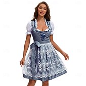 abordables Mujeres-Mascarada Oktoberfest Vestidos Traje de cosplay Trachtenkleader Mucama Vestidos Alemán Munich prados Mujer Víspera de Todos los Santos Vestido Paño de estilo tradicional Blusa Vestido Delantal