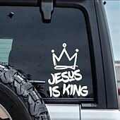 baratos Adesivos de Parede-5Pcs Adesivo de vinil de cruz cristã Jesus para carro adesivo de para-choque 'Eu não posso mas conheço um cara' adesivos decorativos de carro 'Jesus é Rei'