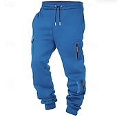 olcso rakomány-Férfi Melegítőnadrágok Kocogó Taktikai nadrág Nadrág Cargo melegítőnadrág Zsinór Zseb Rugalmas derék Sima Mokaszinok Teljes hossz Szabadtéri Hétköznapi Napi Divat Klasszikus stílus Fekete Fehér Nyúlós