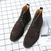 abordables Bottines-Bottines chukka en similicuir marron pour homme avec fermeture à lacets, bottines décontractées pour un usage quotidien, professionnel et semi-formel