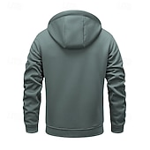 economico Felpa con cappuccio in pile-Per uomo Felpa con cappuccio Felpa con cappuccio a zip intera Felpa con cappuccio in pile Felpa con cappuccio foderata in pile Giallo Verde militare Cachi Grigio scuro Con Cappuccio Semplice Patchwork