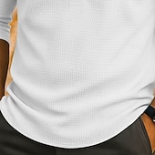 economico Camicie Popover da Uomo-Per uomo Camicia Camicia popover Camicia casual Camicia da Spiaggia Camicia a maglia a nido d&#039;ape Nero Bianco Blu marino Arancione Manica Lunga Semplice Collo alla coreana Vacanza Camicia hawaiana
